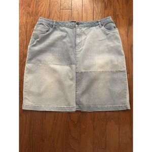💙Denim 24/7 Womens 18W Patchwork Denim Skirt‎ Light Wash Stretch Comfy
